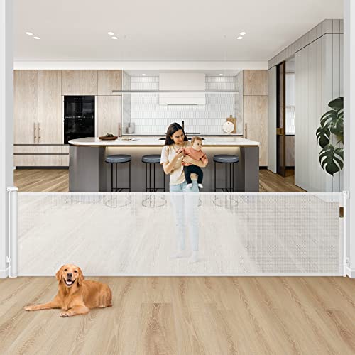 Image of 138 Inch Extra Wide Baby Gate for Large Openings, Retractable Baby Gates for Indoor Outdoor, Extra Long Retractable Dog Gate for Doorways 35"Tall Pet Gates for Stairs Child Safety Gates Mesh Baby Gate