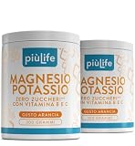 Magnesio e Potassio Senza Zucchero 600g Arancia PiùLife – con B12, B6, B1, Acido Folico, C – Contro Stanchezza e Affaticamento, Supporto Muscoli e Sistema Nervoso – Magnesio in Polvere