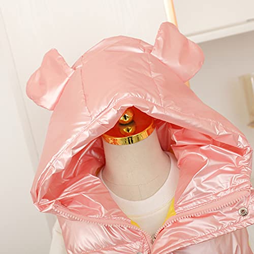 Kids Boys Girls Hooded Puffer Vest Thick Zipper Button Ear Lightweight Jacket Winter Windproof Top with Pocket3