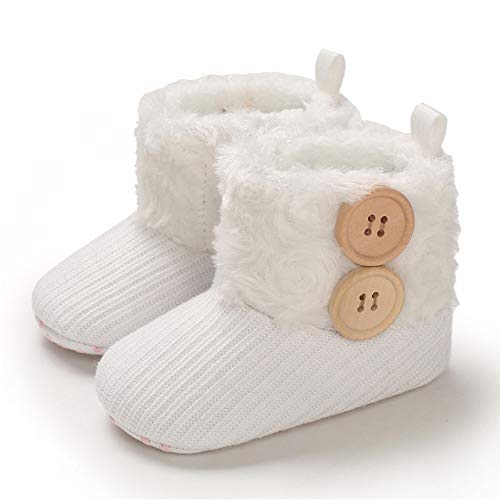 E-Fak Baby Boy Girl Boots Newborn Shoes Winter Snow Bowknot Anti-Slip Soft Sole Warm Infant Toddler Prewalker Booties(D/White, 6-12Months) #TOP2