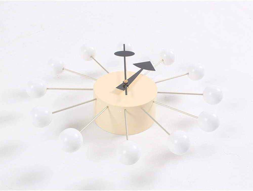 Wall Clock Solid Wood Wall Clock, Stylish Metal Wall Clock, White Candy Wall Clock, Living Room Bedroom Decoration Clock (32cm in Diameter)