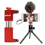 Ulanzi ST-02S Aluminum Phone Tripod Mount w Cold Shoe Mount, Support Vertical and Horizontal, Universal Metal Adjustable Clamp for iPhone 12 11 Xs Max 8 7 Plus Samsung Huawei Android Smartphones-Red
