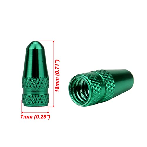 Senzeal 6pcs Presta Aluminum French Style Bicycle Air Tire Valve Caps Dust Covers Green - Thumbnail 3
