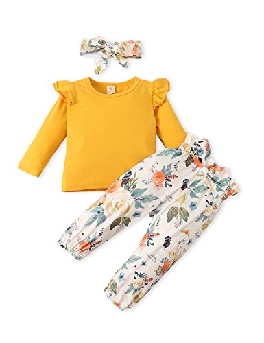 Baby Girl Clothes Toddler Long Sleeve T Shirt Sweatshirt Floral Pants with Headband Little Girl Outfit Sets
