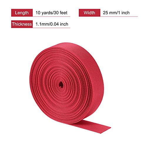 Image of MECCANIXITY Flat Nylon Webbing Strap 1 Inch 10 Yards Bright Red for Backpack, Luggage-rack
