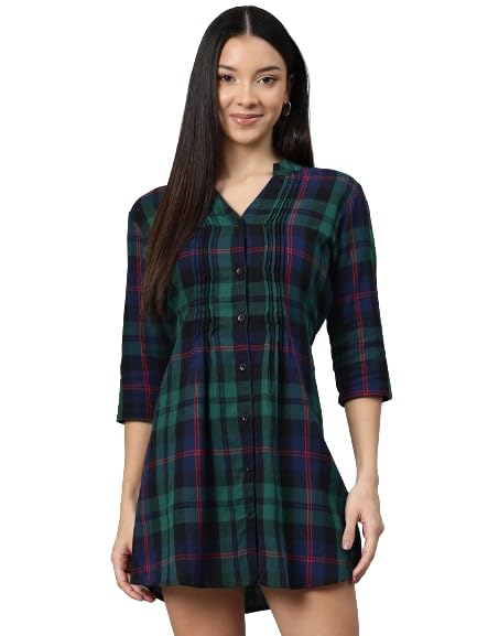 Bazar Women Short Checked Shirt Dress (OFDRS_35)-picture-23