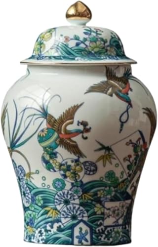 ELEFOCUS Chinese Style Flower Vase Ceramic Ginger Jar Floral Vases