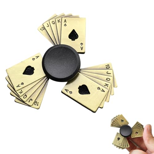 KYLOS Spinner Fidget Roulement À Billes Métal Bronze Antique - Design Poker As Acier Inoxydable Haute Vitesse 3-5 Min Anti-Stress Jouet Pour Adultes Et...