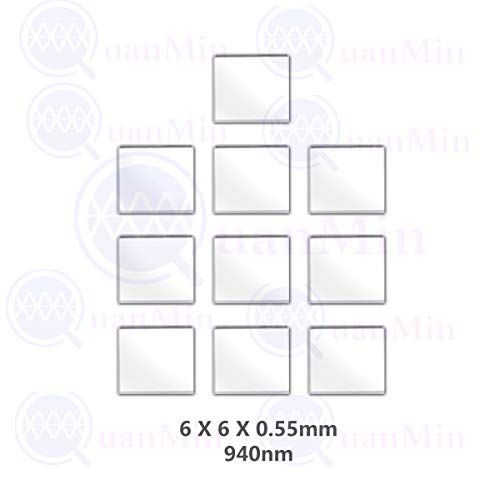 Quanmin 10pcs /1 Lot 6mm×6mm×0.55mm 940nm IR Infrared Narrow Bandpass Filter Optical Glass FWHM NBF940 for Camera Lense and Face Recognition