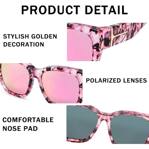 Image of SIPHEW Fit Over Glasses for Women&Men - Mirrored Sunglasses Polarized | Trendy Large Square w UV400 Protection,Oversized,Lightweight Frame For All-Day Comfort,Driving,Outdoors