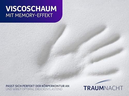 Traumnacht Komfort 7-Zonen Memoryschaum-Matratze mit Visco-Schaum Auflage, Öko-Tex zertifiziert, Härtegrad 3 (H3), 90 x 200 cm, entwickelt in Deutschland