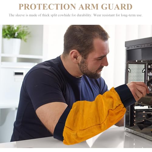 Mangas de cuero para soldadura LABRIMP con protector de brazo elástico 4