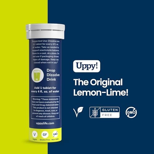 Uppy! Lemon-Lime Electrolyte Hydration Tablets – 30 Count (3x10) – Dissolves in Water for Rapid Rehydration – For Travel, Sports & Festivals – Portable Electrolyte Wellness Drink Lemon-Lime 30 Count (3 tubes) image 9 of 9 B0CLY17VJ2