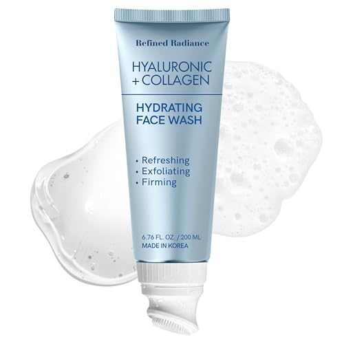 Refined Radiance Hyaluronic Acid & Collagen Face Wash – Dermatologist Tested, Anti-Aging, Korean Skin Care, Hydrates Firms Soothes – Clean, Vegan, Gentle Facial Cleanser for Dry Sensitive Skin, 200 ML