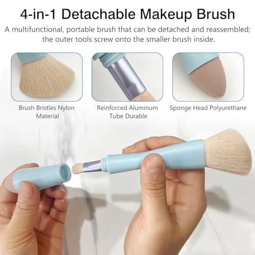 Jaasuee Pincel de maquiagem multitarefa 4 em 1 - ferramenta aplicadora - ferramenta de beleza vegana