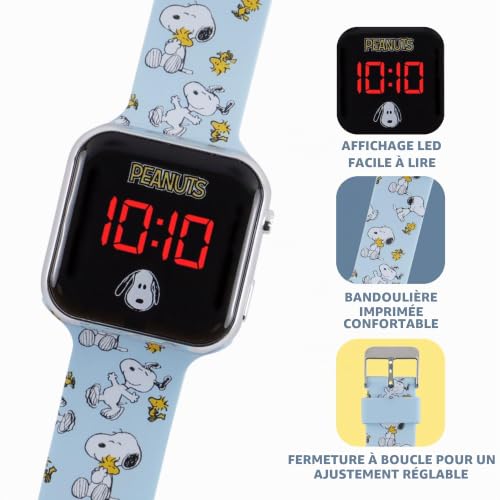 Accutime Peanuts PEA4043 Montre LED avec bracelet imprimé Bleu – vue 3