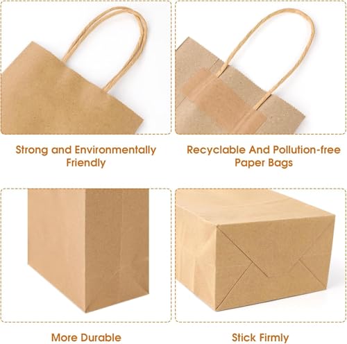 Image of XPCARE Brown Paper Bags with Handles, 32Pcs 5.25x3.25x8.25'' Kraft Bags
