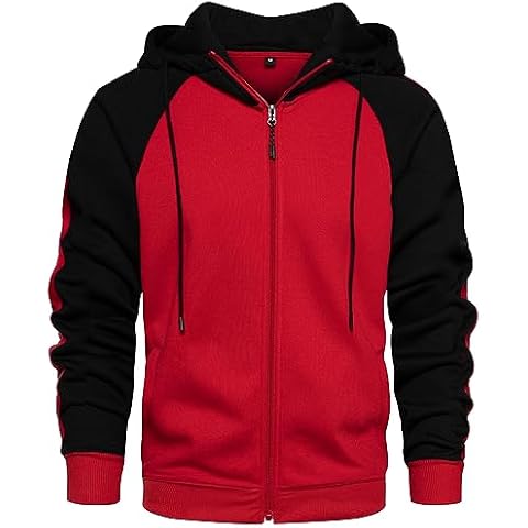 AOTORR Mens Zip Up Hoodie Color Block Long Sleeve Casual Sweatshirt Sport Outwear Cover