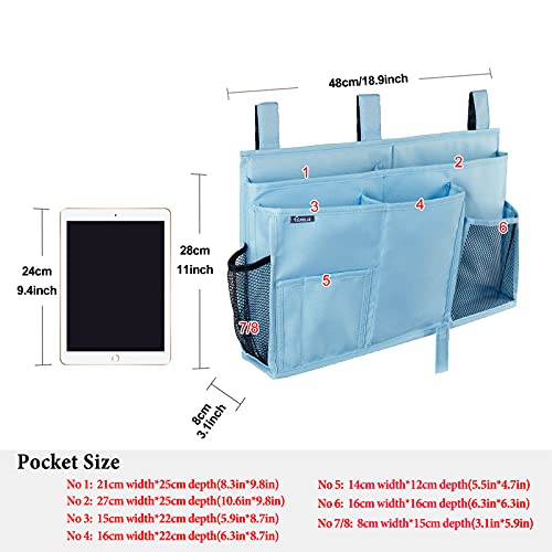 Image of Surblue Caddy Hanging Organizer Bedside Storage Bag for Bunk and Hospital Beds (Skyblue)