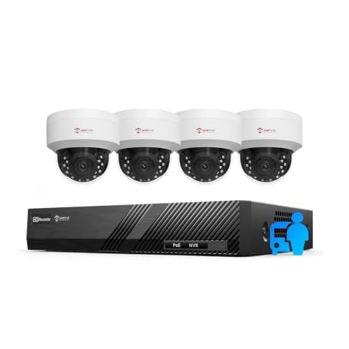 Anpviz 8CH PoE Security Camera System, 4X 5MP Dome IP Cams, 6MP NVR(No HDD) | Human Vehicle Detection, IR Night Vision, Smart Playback, 24/7 Audio Recording for Business Home Outdoor, NDAA (
