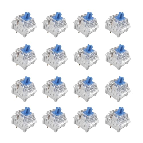 Mciepny 20pcs Blue Switch 3 PIN Clicky Accurate Typing Dustproof Switches, Keyboard Clicker Replacement for Mechanical Gaming Keyboard