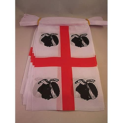 Image of AZ FLAG Sardinia 6 meters BUNTING Flag 20 flags 9'' x 6'' - Italy - Sardinian STRING flags 15 x 21 cm