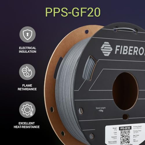Image of Polymaker Fiberon PPS-GF20 Filament 1.75mm 0.5kg Spool, Extreme Heat Resistance, Electrically Insulating, UL94 V0 Flame Retardant, Chemical Resistant, Ideal for Housings, Fixtures & Automotive Parts