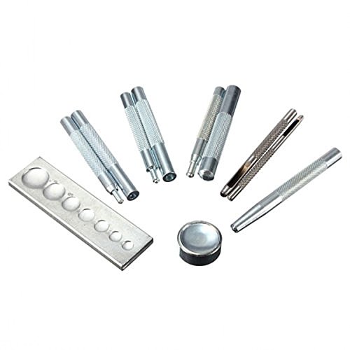 11 Pieces DIY Leathercraft Craft Tool Die Punch Snap Kit Rivet Setter with Base for Punch Hole and Install Rivet Button