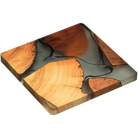 Qxiao Wooden Tea Coaster Resin Insulation Simple Cup Holder Creative Gasket Ceremony Cover