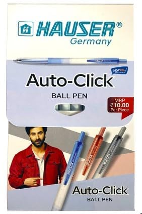 Image of Hauser Auto-Click Ball Pen,Blue ink,Pack of 10 Pen
