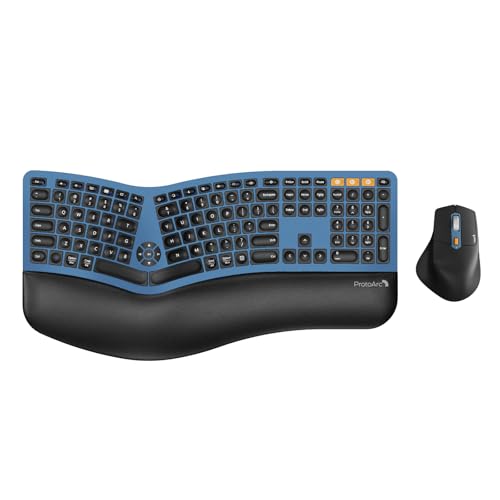 ProtoArc EKM01 Plus Wireless Ergonomic Keyboard Mouse Combo - Black | Full-size Split Keyboard with Cushioned Wrist Rest Ergonomic Mouse 3-Device Bluetooth2.4G USB-C Rechargeable product thumbnail 9