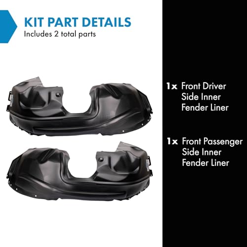 Image of TRQ Front Inner Fender Liner Set Compatible with 2019-2022 Jeep Cherokee CH1248201 CH1249201