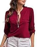 ACEVOG Women's Work Casual Tops Shirt for Women Pullover Loose with Adjustable...