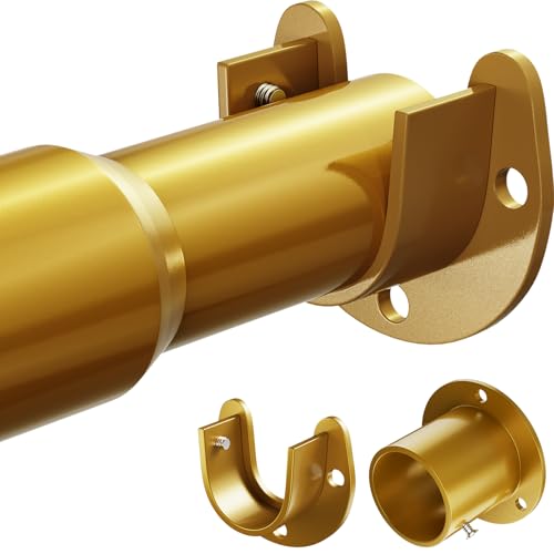 Image of Mavivegue Closet Rod, 17 to 84 Inch Gold Adjustable Closet Rods for Hanging Clothes, Hanging Rod for Closet Wardrobes Laundry RV, Bathroom