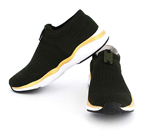 Image of SPARX Men SM-484 Forest Green Golden Sports Shoes - 7 UK