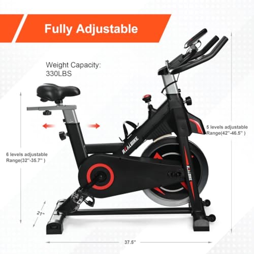 Image of Exercise Bike, Indoor Bike /Brake Pad Stationary Bike, for Family, Indoor Bike with Silent Belt Drive, Heavy Duty Flywheel, Comfortable Saddle And Upgraded LCD Display
