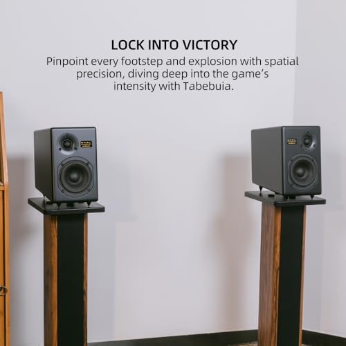 Image of SMSL Bookshelf Speakers Tabebuia, Studio Hi-Fi Speakers for Home Audio Wavecor Custom Drivers, 100 Watts Per Channel, Audiophile HIFI Two-Way Bookshelf Desktop Surround Passive Speaker, Black (Pair)
