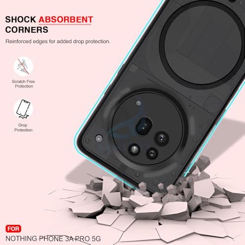 Image of AESTMO Nothing Phone 3A Pro 5G Back Cover | 360 Protection | Matte Frosted Hard Back Translucent | Compatible with MagSafe Accessories (Smoke Black Matte PC+Black TPU Bumber)