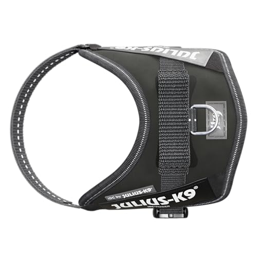 IDC Powergeschirr, XS, Schwarz - Reflektierendes Hundegeschirr mit Logo-Feld, verstellbar, atmungsaktiv, Bewegungsfreiheit, Oeko-TEX Zertifiziert, für kleine, mittlere & große Hunde