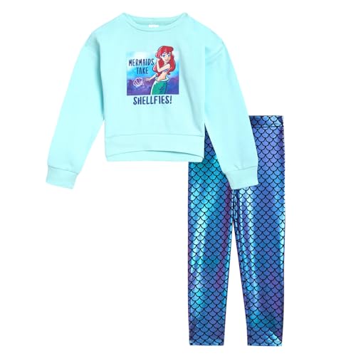 Image of Disney Minnie Mouse Frozen Princess Girls Fleece Sweatshirt & Iridescent Leggings Set Toddler to Big Kid Sizes (2T - 14-16)