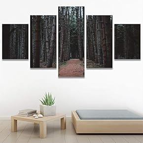 SIGNWIN 5 Panel Canvas Wall Art Rustic Woods...