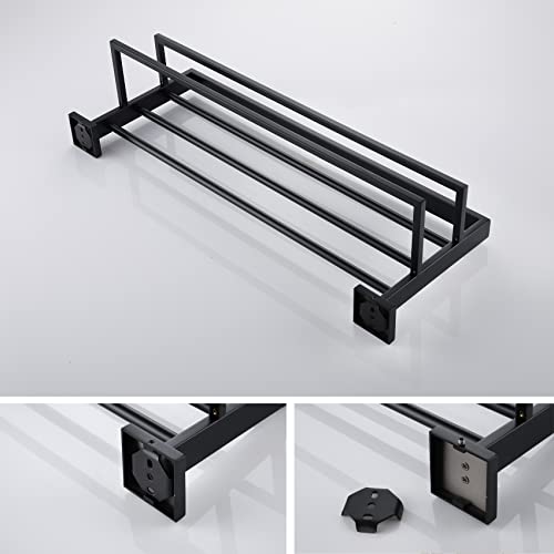 KOKOSIRI Matte Black Towel Rack 24'' Bathroom Towel Shelf with Double Towel Bars SUS304 Stainless Steel Wall Mounted, B6003BK by KOKOSIRI - Image 8