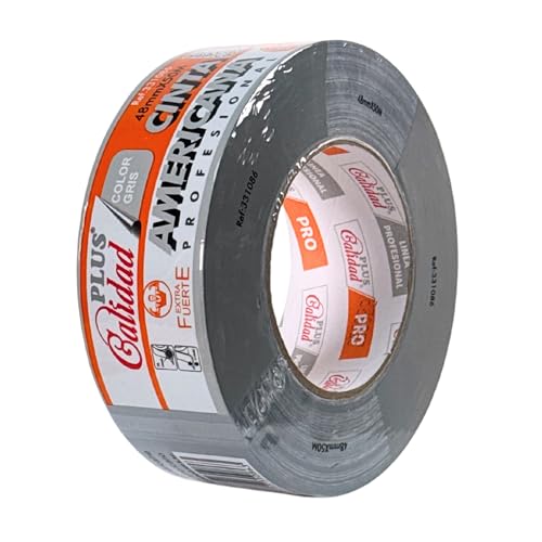 Plus Calidad Cinta Americana Extrafuerte 48mm x 50m x 0.2mm Color Gris para Embalaje, Cajas de Cartón de Mudanzas, Reparación. Precinto para Sellados Seguros, Fuertes y Resistentes (01 Rollo Gris)