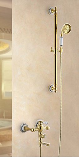 Robinet mitigeur baignoire mural couleur dorée pour une salle de bain moderne