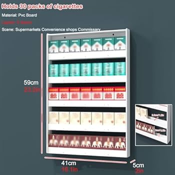 タバコ陳列スチールラック　5列5段　店舗什器　【状態良好】♦注あり たばこ什器 6列6段 各列15個収納 天板トレー付き – アクリル