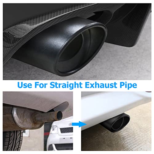 JNNJ Auto Auspuffblende Endrohr, Edelstahl Auto Auspuff Endrohr, Auto Schalldämpfer Endrohr, Schalldämpfer Sport Sportauspuff Endrohrblenden Blende（Gerade-Schwarz）