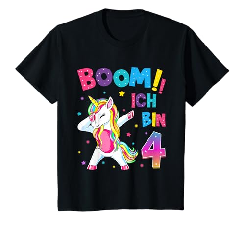 Kinder 4 Geburtstag Mädchen 4 Jahre Tanzendes Lustiges Einhorn T-Shirt