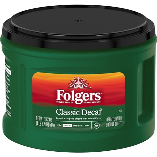 Folgers Classic Roast Decaf Ground Coffee, 19.2 Ounce Canister (Pack of 6) - image 1