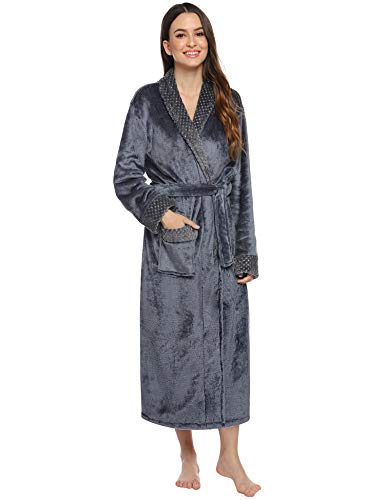 Abollria Albornoz para Mujer/Hombre Invierno Bata de baño para Mujer Full-Length Plush Robe Mujer Hombres