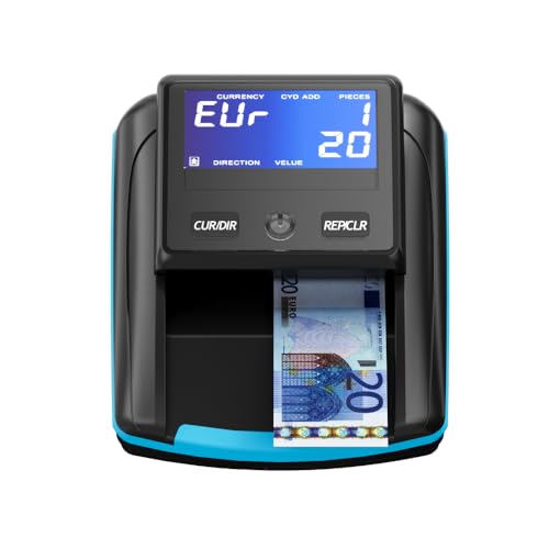 Détecteur de faux billets Euro avec batterie rechargeable, Bleu